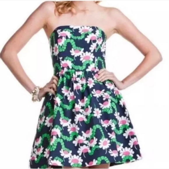 Lilly Pulitzer Floral Strapless Dress Size 0 - Picture 2 of 7
